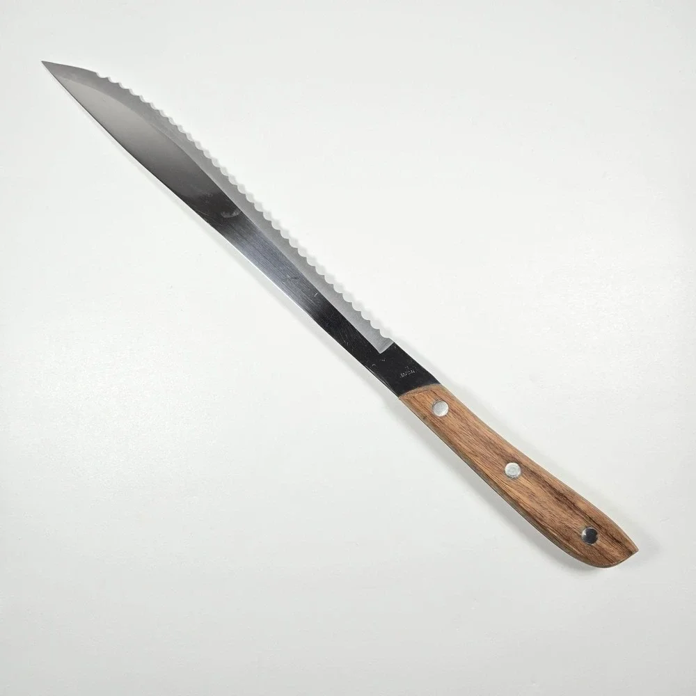 Very Nice Vintage Kitchen Delite Bread Knife Stainless Serrated‎ Wooden Handle